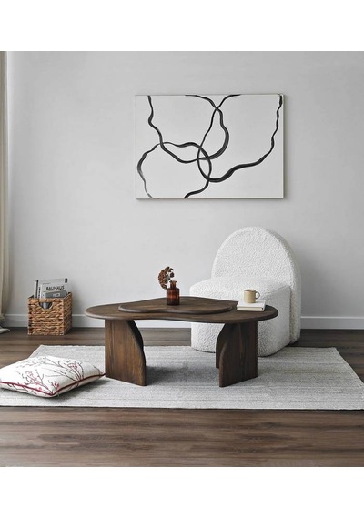 Meltedi Masif Ağaç Tasarım Orta Sehpa 96 X 65cm Ceviz