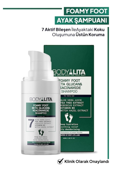 Foamyfoot Ayak Kokusu Giderici Çay Ağacı ve 7 Aktif İçerikli Ayak Köpük Şampuanı 100 ML