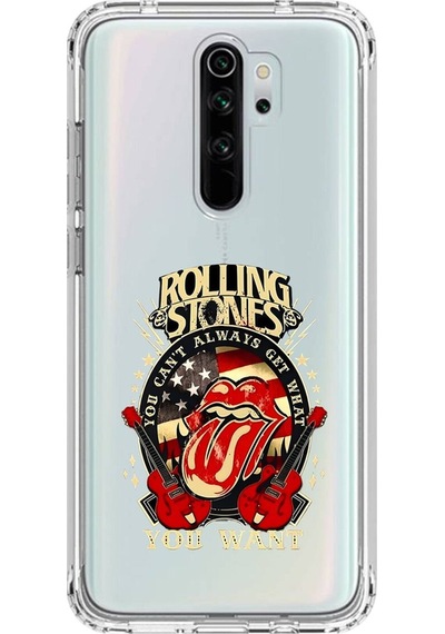 Xiaomi Redmi Note 8 Pro Uyumlu Şeffaf Kılıf Rolling Stones Tasarımlı