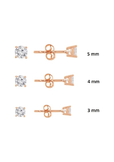 Gümüş Rose Pırlanta Montürlü 3 Boy Tektaş Kombin Küpeler N11.48130