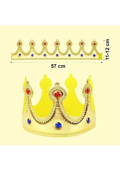 Altın Renk Eva Malzemeden İmal Çocuk Kral Tacı 57 Cm Standart