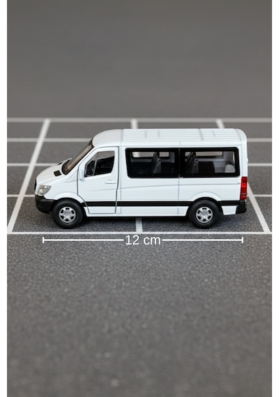 Craftivio Beyaz 1:43 Ölçek Die Cast Kapıları Açılır Lisanslı Mercedes Sprinter Oyuncak Metal Model Araba Çok Renkli