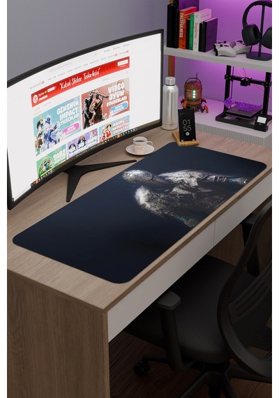 Dark Souls Kaymaz Dikişli Kauçuk Oyuncu Mousepad V2 - 90x40 Xxl Gaming Mouse Pad Fare Altlığı