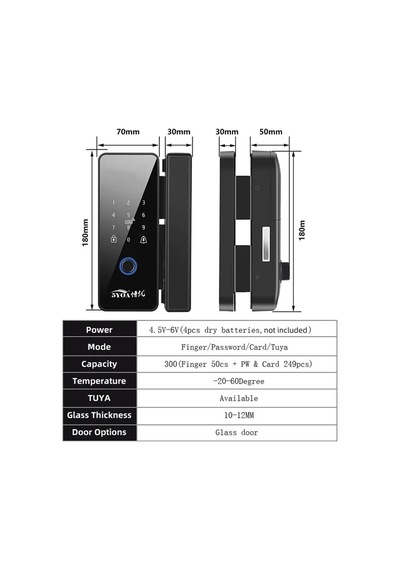 Akıllı Cam Kapı Kilidi Parmak İzi+şifre+kart+bluetooth İle Açma
