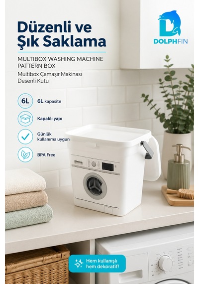 Multibox 6 L Çamaşır Deterjanı Saklama Kabı Kapaklı Taşıma Saplı Bpa Free Beyaz