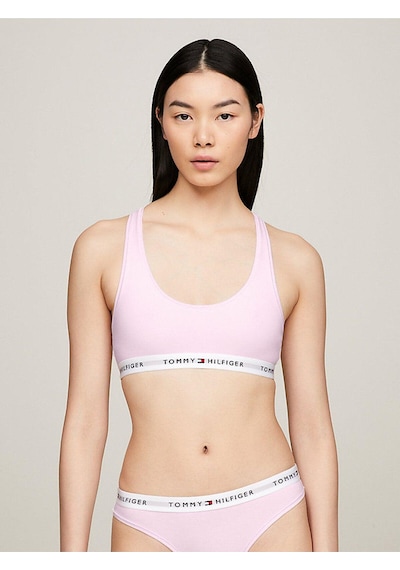 Tommy Hilfiger Kadın Organik Pamuklu Spor Sütyeni - Elastik Bantlı Ve Yarışçı Sırt Tasarımlı - Pembe-7049 Pembe