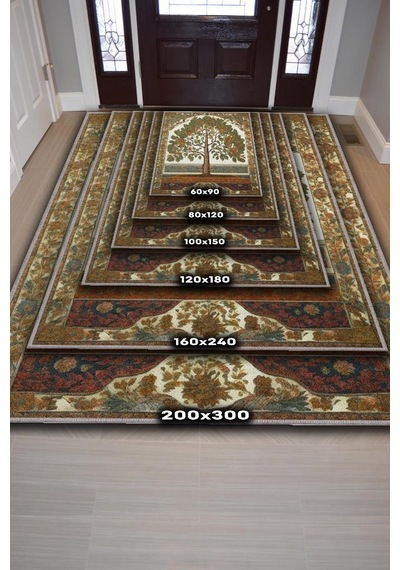 Homshtag Art Deco Kavak Ağacı Vintage Halı Görünümlü Dijital Baskı Renkli Halı,rustik Çiçekli Halı Çok Renkli