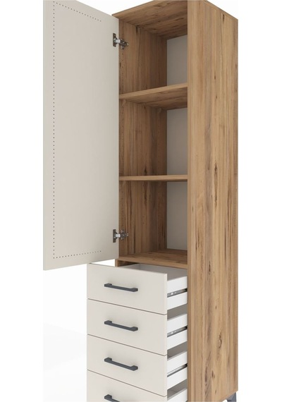 Hyperion Dolap 3 Raflı 4 Çekmeceli Tek Kapaklı 44x44x195 Çam-aytaşı Atlas Çam