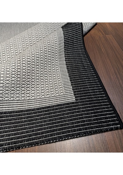Mess Modern Dekoratif Yumuşak Dokulu Sisal Halı 3945 Gri Siyah Çok Renkli