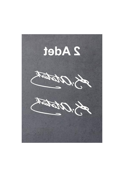 Atatürk İmzası Sticker Seti, 2 Adet Beyaz Renkli, 15x4.5 Cm