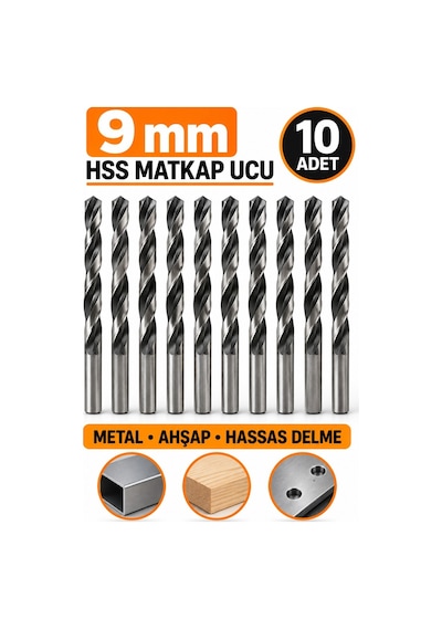 9mm Hss Matkap Ucu 10 Adet