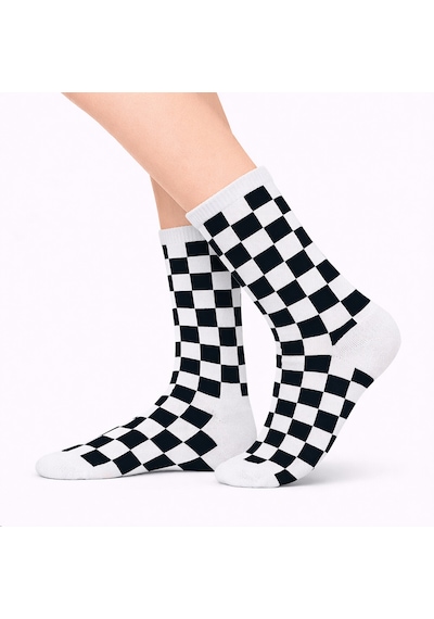 Carnaval Socks Beyaz Dama Desenli Renkli Spor Çorap Çok Renkli