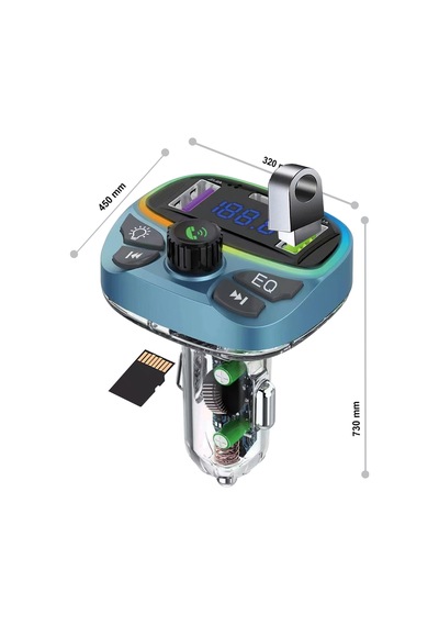 Araç İçin Bluetooth Fm Modülatör Transmitter Çakmaklık - Mt9877