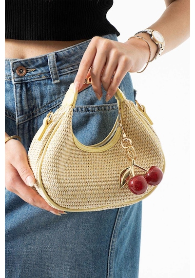 By-kuss Cherry Woven Omuz Çantası Sarı