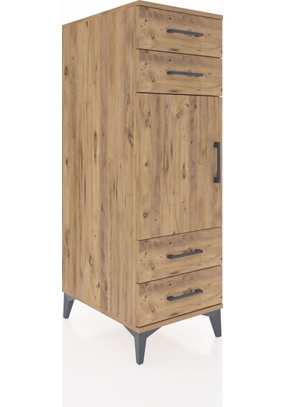 Kronos Dolap 2 Raflı 4 Çekmeceli Tek Kapaklı 44x59x134 Çam-çam Çam