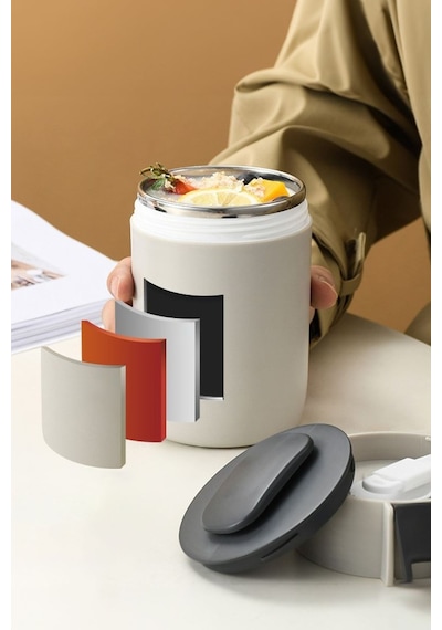 304 Çelik Yemek Mama Saklama Kabı cin561gr Gri 580 ML Gri