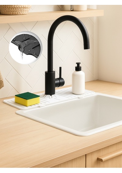 Beyaz Elastik Musluk Mat Su Tutucu Düzenleyici Silikon Kaydırmaz Mutfak Banyo Lavabo Tezgah Matı Pla Diğer