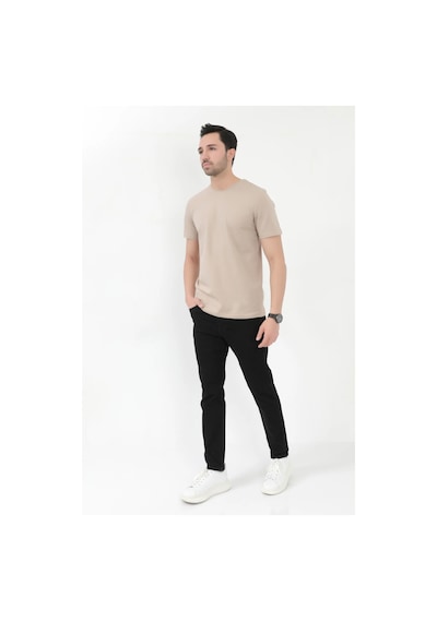Giysa Erkek Skinny Jean Siyah Düğme Kapamalı Likralı Kot Pantolon - 5602 Siyah