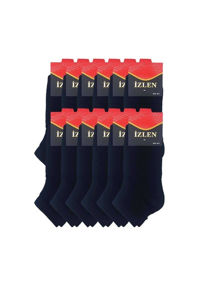 Siyah Erkek Kısa Spor Çorap 12 Çift Çok Renkli