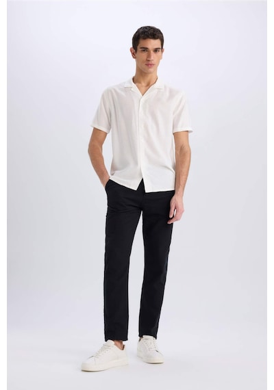 Defacto Modern Fit Yazlık Polo Yaka Basic Düz Kısa Kollu Gömlek V8406az25smwt34 Beyaz
