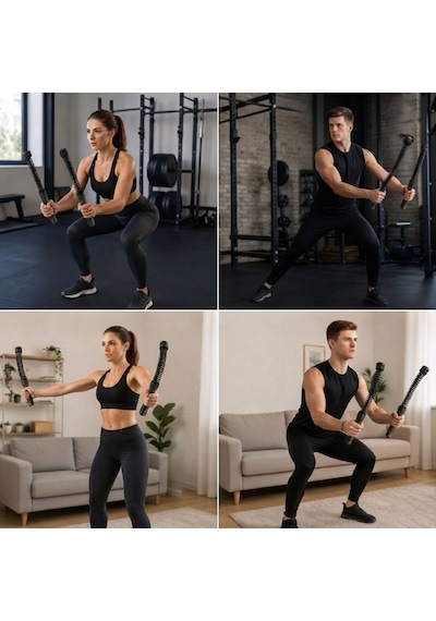 2'li Battle Rope Titreşimli Egzersiz Çubuğu, Yaylı Dalga Mekanizmalı Kol, Omuz, Göğüs, Sırt Ve Core Antrenman Aleti