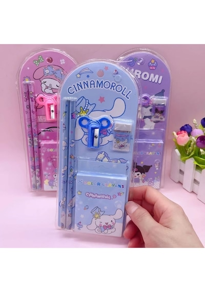 Sanrio Kuromi Cinnamoroll Kuromi Kırtasiye Seti 12 Parça Kuromi Kırtasiye Seti Mavi
