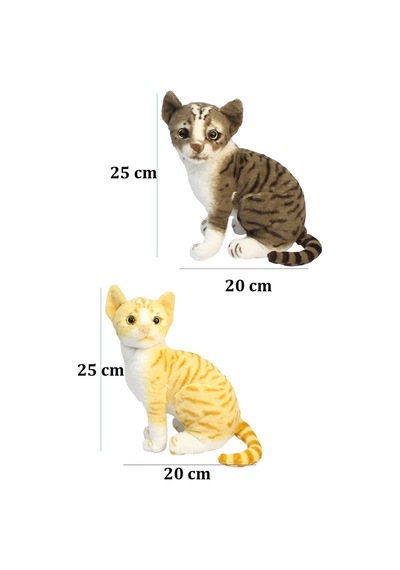 Miyavlayan Sesli Sarı Tekir Kedi Peluş Oyuncak 25 cm
