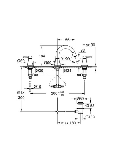 Grohe Grandera 3 Delikli Lavabo Bataryası M-Boyut - 20624IG0 Altın - Krom