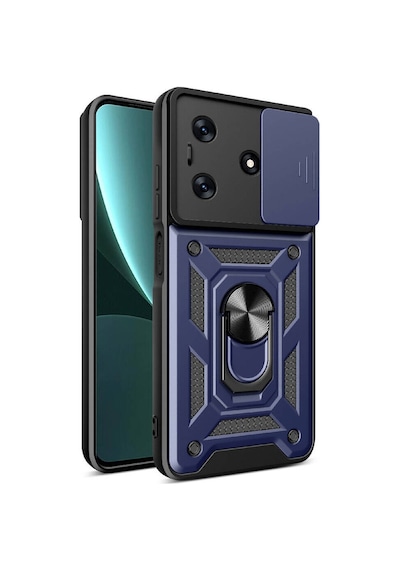 Tecno Spark 10c İle Uyumlu Kılıf Magnetik Standlı Kamera Korumalı Sürgülü Kapak