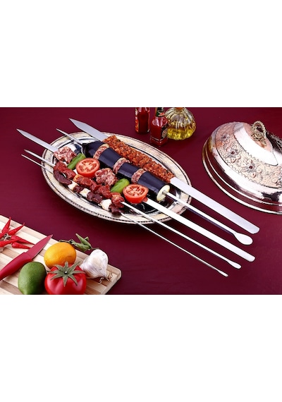 Gönen Çelik Paslanmaz Çelik Krom Kebap Kuşbaşı  Şişi 6 Adet