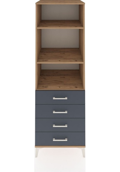 Kronos Dolap 3 Raflı 4 Çekmeceli 60x59x182 Çam-antrasit Atlas Çam