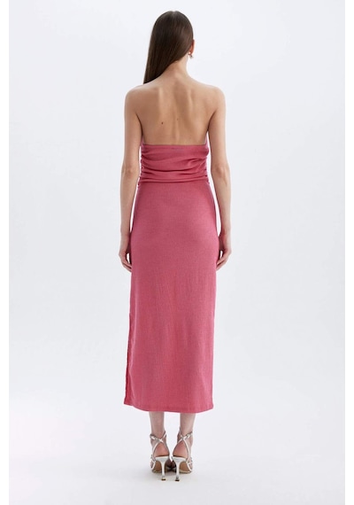 DeFacto Bodycon Straplez Bürümcük Midi Abiye Elbise D3510AX24HSPN296