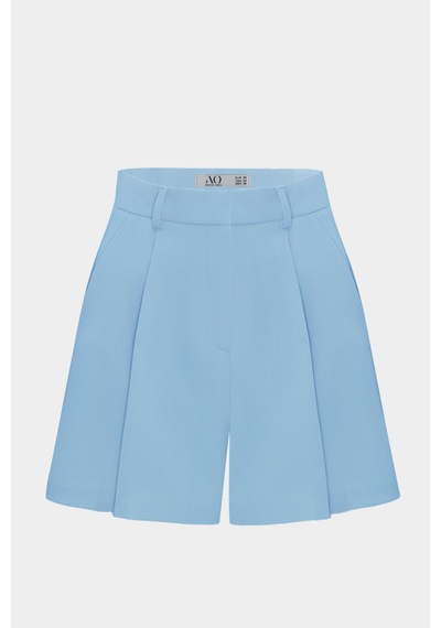 Açelyaokcu Premium Lowry Wide Leg Midi Boy Dokuma Şort Mavi