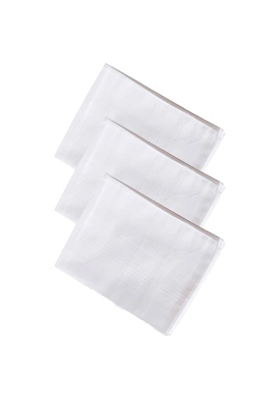3 Lü Özel Paket Premium Erkek Mendil Seti %100 Pamuk 42x42 Cm Beyaz