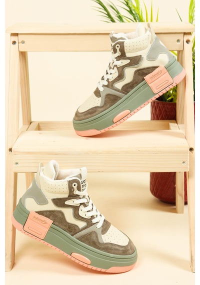 Guja Garnili Kalın Taban Sneakers Yeşil-6016-yeşil Yeşil