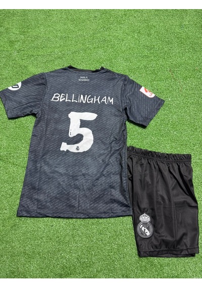Real Madrid Bellingham 5 Futbol Çocuk Forması Siyah Çok Renkli