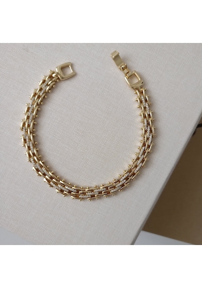 Lente Aksesuar 14k Altın Kaplama Vip Xuping Üç Sıra Zirkon Taşlı Modern Bileklik - Kuyumcu İşçiliği Altın Lente Aksesuar 14k Altın Kaplama Vip Xuping Üç Sıra Zirkon Taşlı Modern Bileklik - Kuyumcu İşçiliği Altın