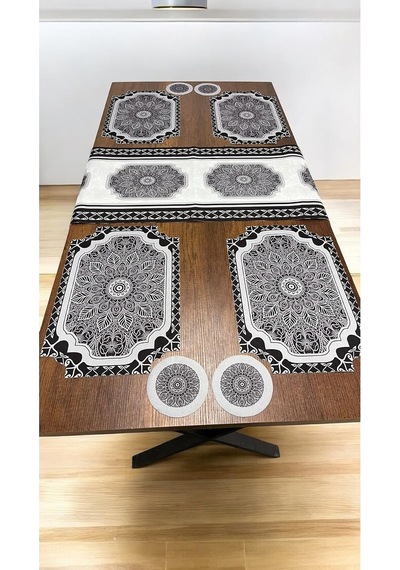 9 Parça Runner Ve Supla Seti Amerikan Servis Runner 40 X 140 Ve Bardak Altlığı Çok Renkli