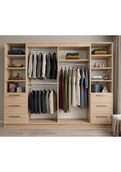 Alya Tamamı Mdf Sürgü Kapaklı Dolap Gardırop Meşe 240 Cm