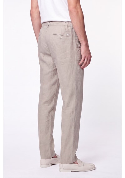 Comfort Fit Beli Lastikli %100 Keten Taş Pantolon P 1215