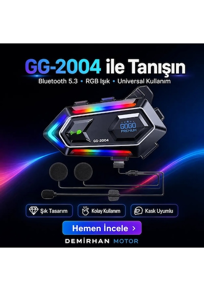 Universal Motosiklet Kask İnterkom Bluetooth 5.3 Rgb Işıklı Gg-2004