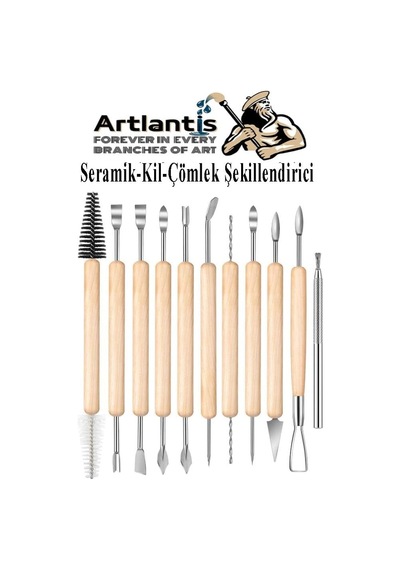 Artlantis Seramik Ve Çömlek Şeillendirme Seti 19 Parça 1 Paket Kil Modelaj Modelleme Heykel Şelillendirici Hobi San