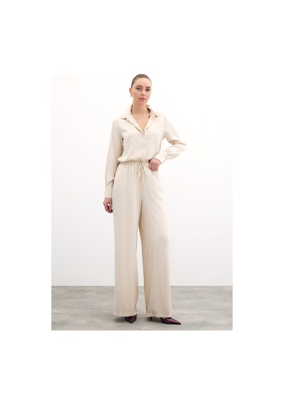 Sateen Zebra Desenli Salaş Pantolon - Taş-135735 Taş