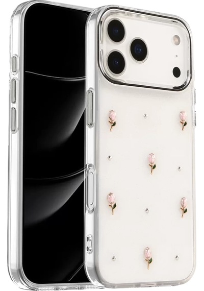 Newface Apple Apple iPhone Uyumlu  17 Pro Max Fiyonk Desenli Kapak - Desen 6 Beyaz