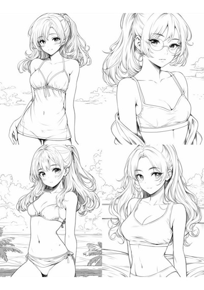 Genç Kızlar Anime Boyama Kitap Seti 70 Seçilmiş Anime