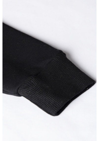 Blackjack Giyim Unisex Siyah Önü Baskılı Kalın 2 Iplik Şardonlu Kapüşonlu Hoodie Sweatshirt Siyah1