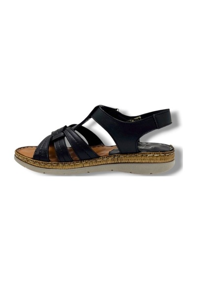 Ellanor S-050-26 Hakiki Deri Anatomik Taban Kadın Sandalet Siyah