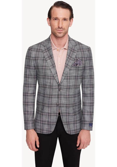 Ysf Erkek Yeşil Gri Regular Fit Ekose Ceket 001