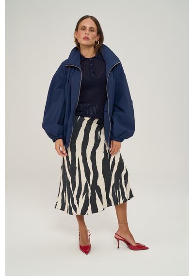 Mai Collection Azel Fermuarlı Oversize Lacivert Bomber Ceket Lacıvert