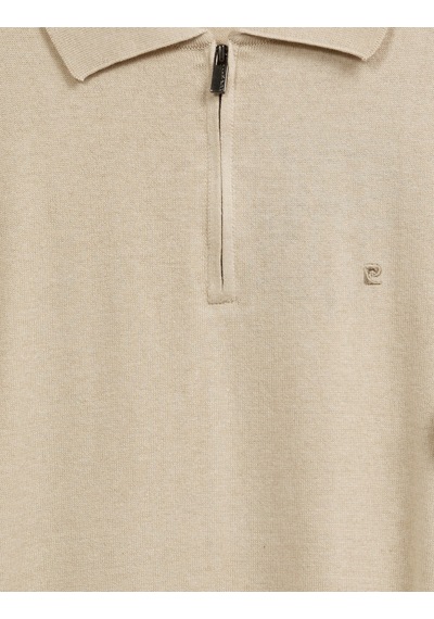 Pierre Cardin Kum Melanj Slim Fit Fermuarlı Polo Yaka Basic Triko Kazak 50333917-vr123